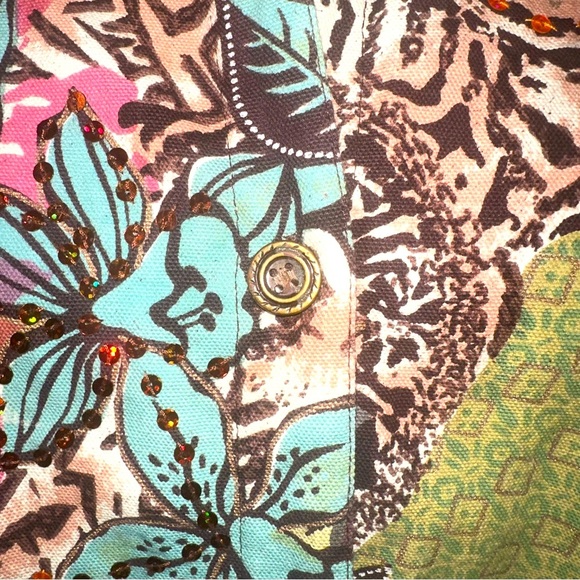 Women’s multicolor Gaudy Couture jean jacket sz XL - Picture 5 of 11